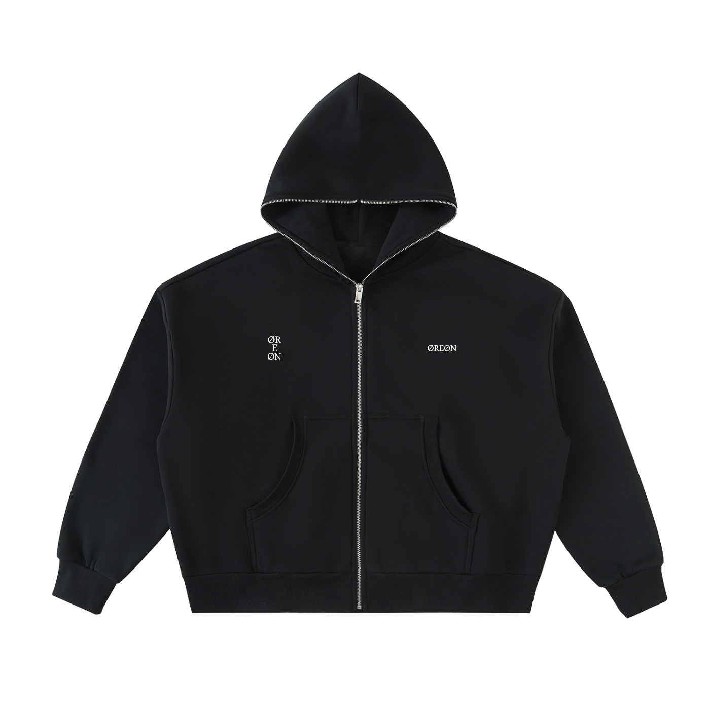 LOGO WHITE FULL ZIP BOXY HOODIE