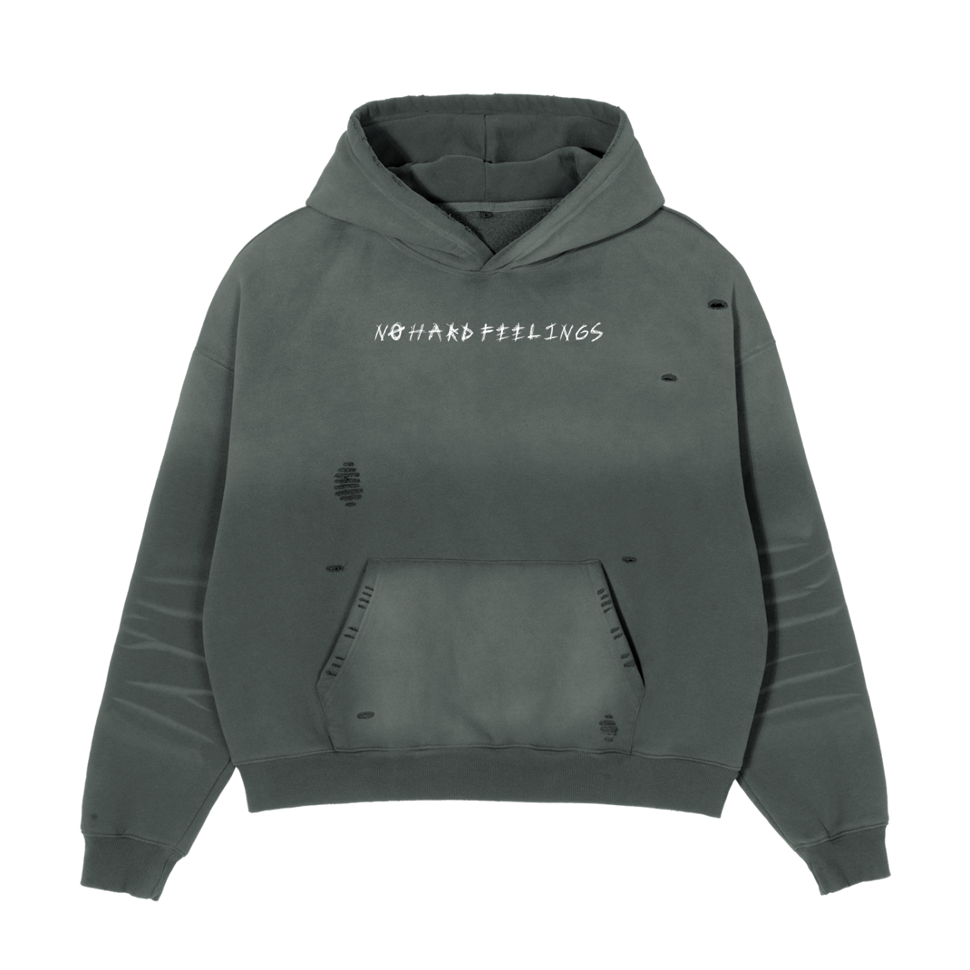 NØ HARD FEELINGS FRAYED SUNFADE BOXY HOODIE