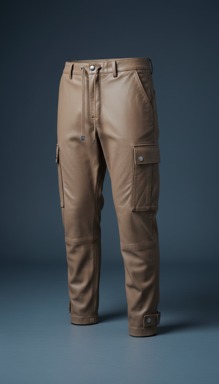 Leather Cargo Pants in Soft Grain