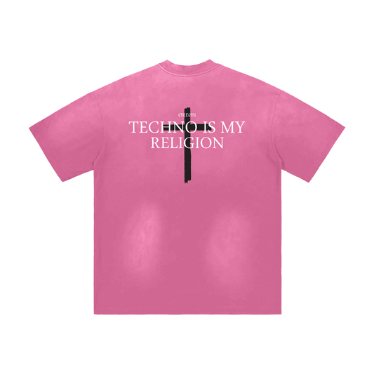 TECHNO IS MY RELIGION SUNFADE T-SHIRT