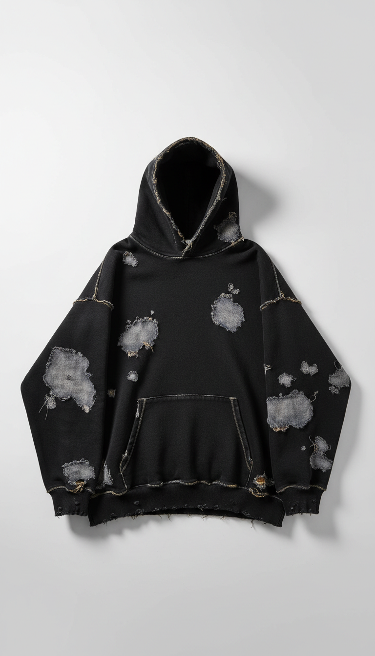 Oversized distressed hoodie