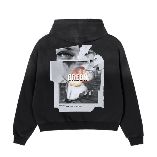 NØ HARD FEELINGS FRAYED SUNFADE BOXY HOODIE