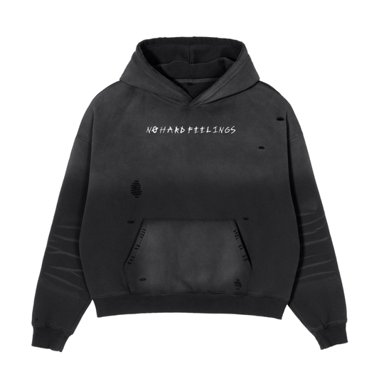 NØ HARD FEELINGS FRAYED SUNFADE BOXY HOODIE