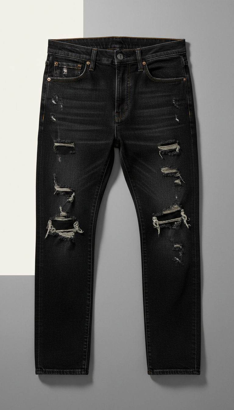 Ripped black denim jeans