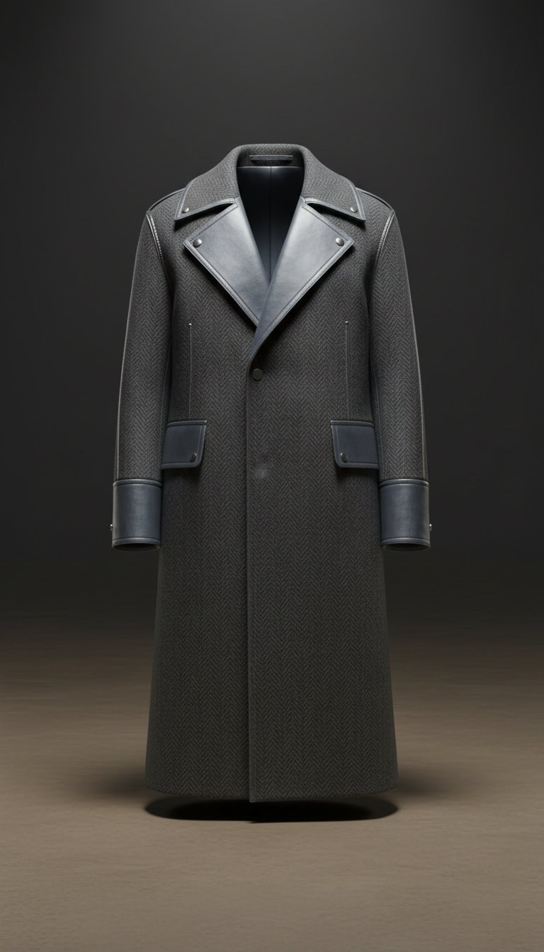 Wool Overcoat with Metallic Detailing